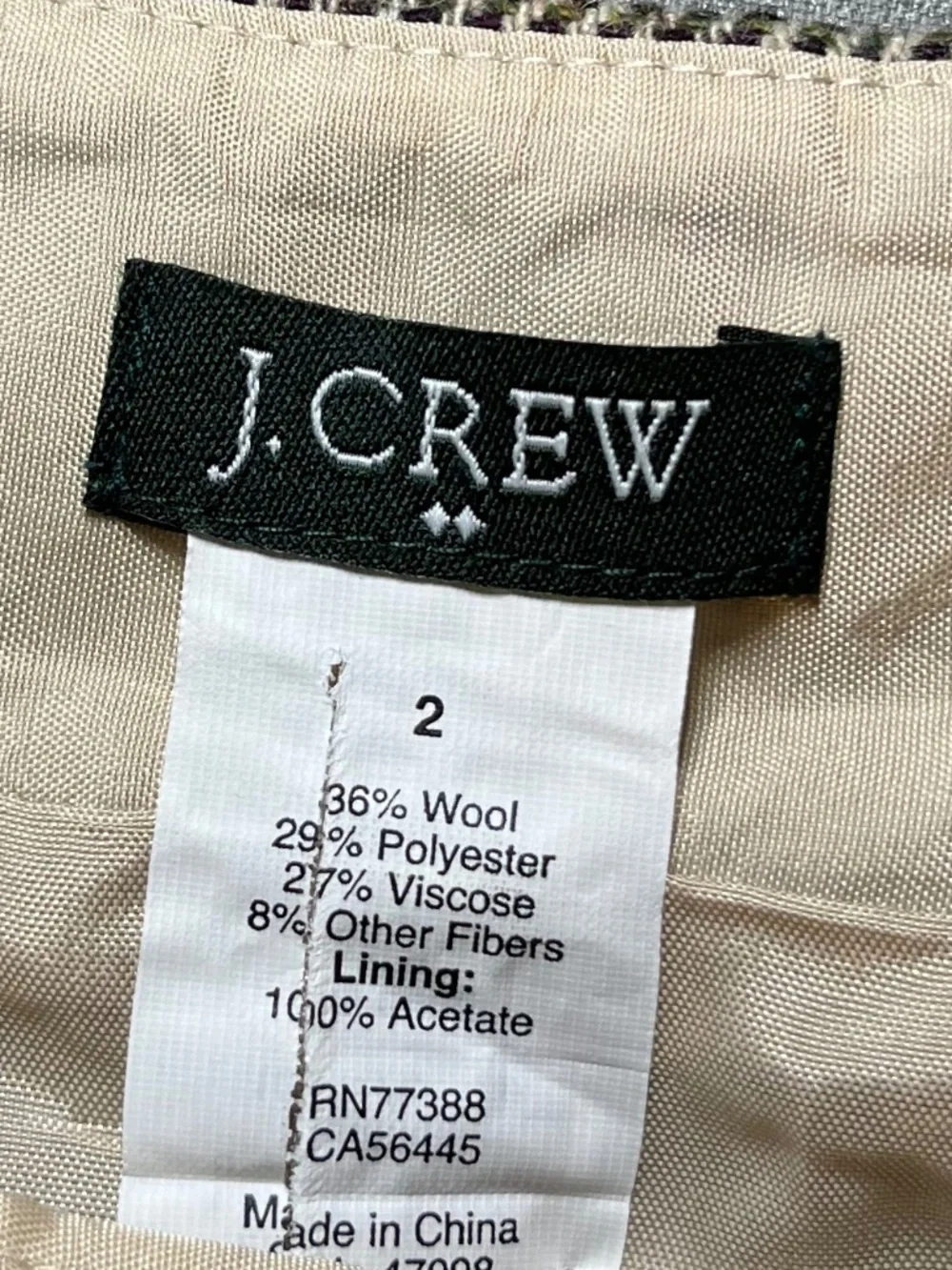J. Crew Diagonal Twill Tweed Wool Blend Skirt Donegal Flecking Size 2